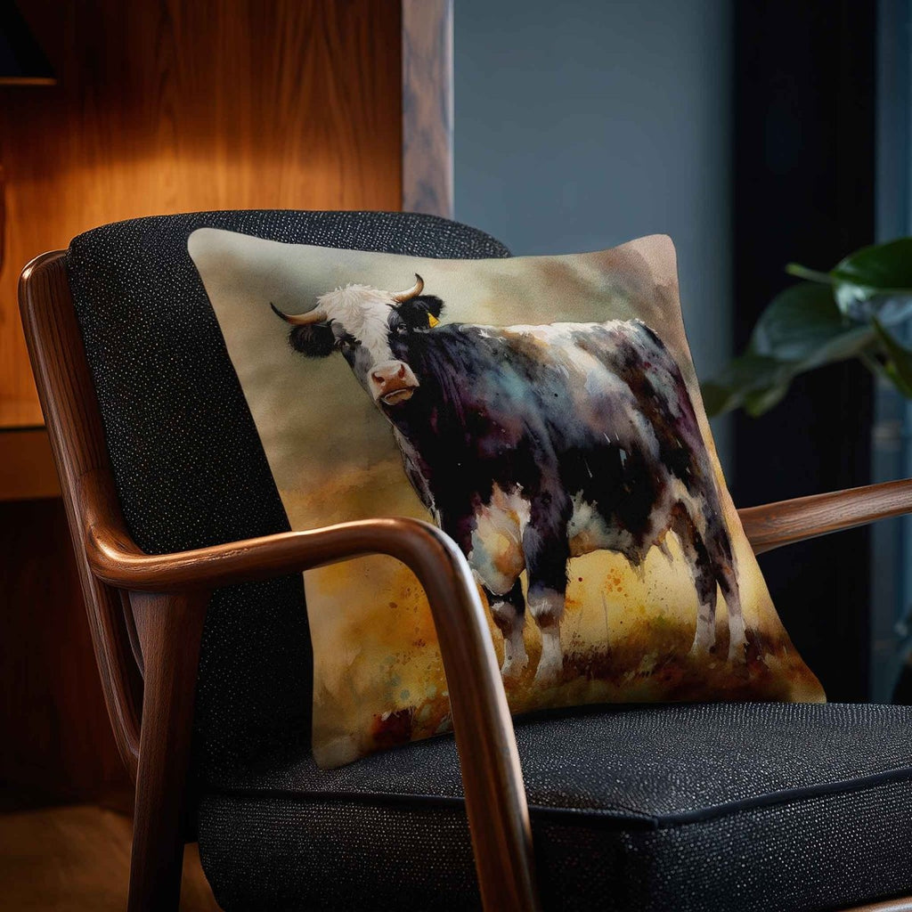 Belted Galloway Cow | Sustainable Velvet Cushion - 40 x 40 cm Piping by Izabela Peters
