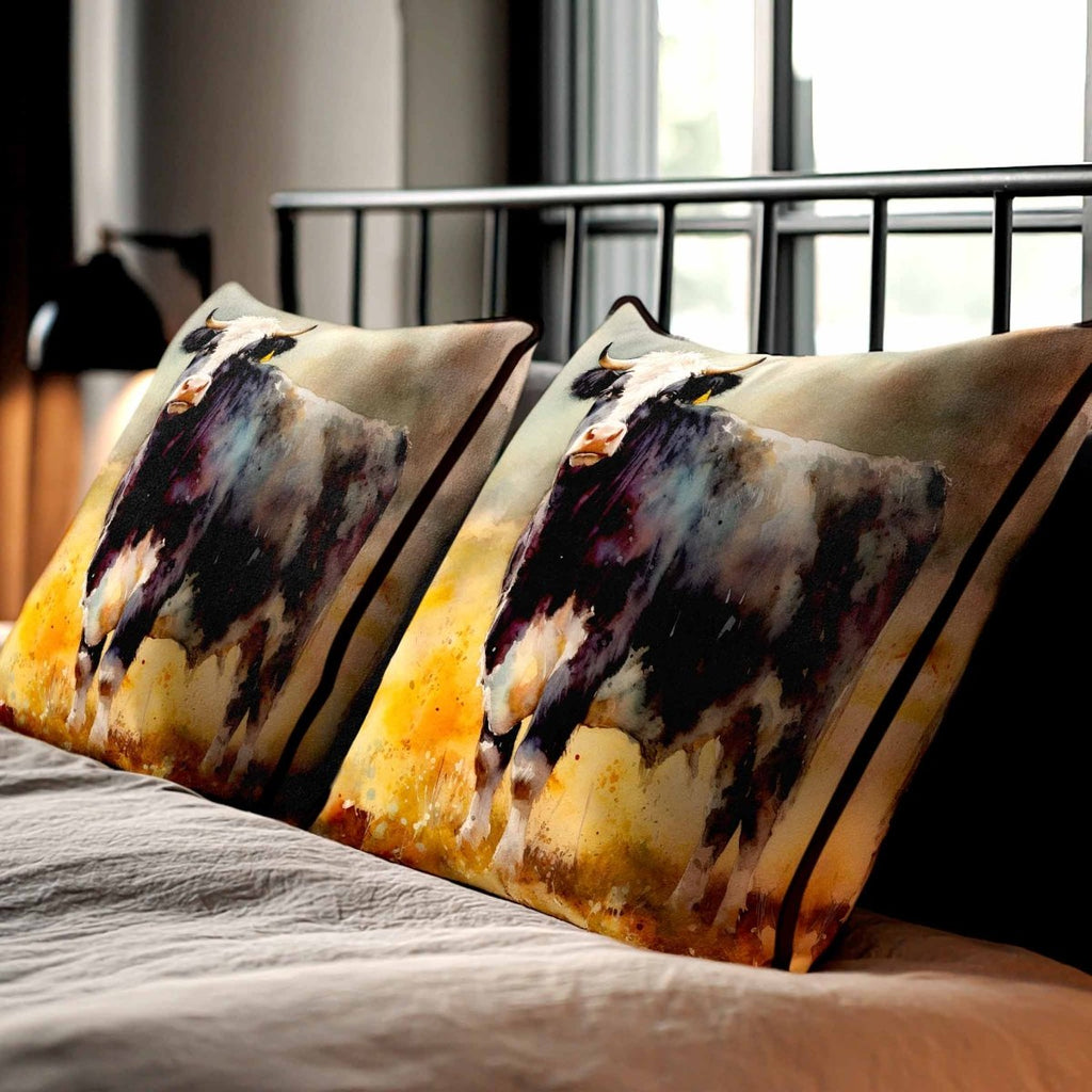 Belted Galloway Cow | Sustainable Velvet Cushion - 40 x 40 cm Standard by Izabela Peters