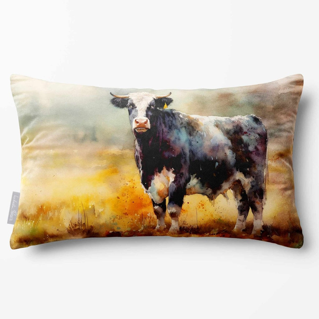 Belted Galloway Cow | Sustainable Velvet Rectangle Cushion - 50 x 30 cm Standard by Izabela Peters