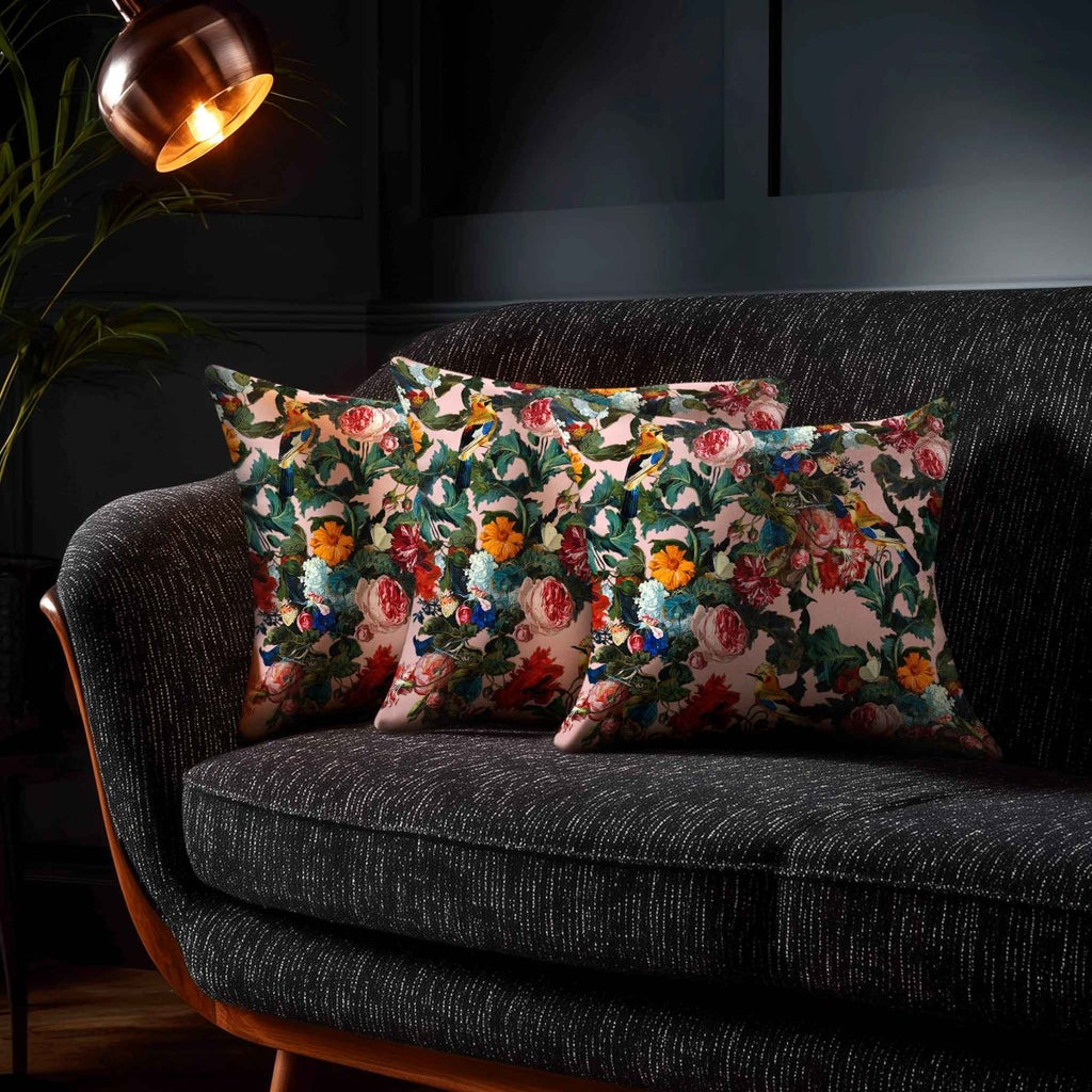 Birds in Paradise | Sustainable Velvet Cushion - Rosewater 40 x 40 cm Standard by Izabela Peters