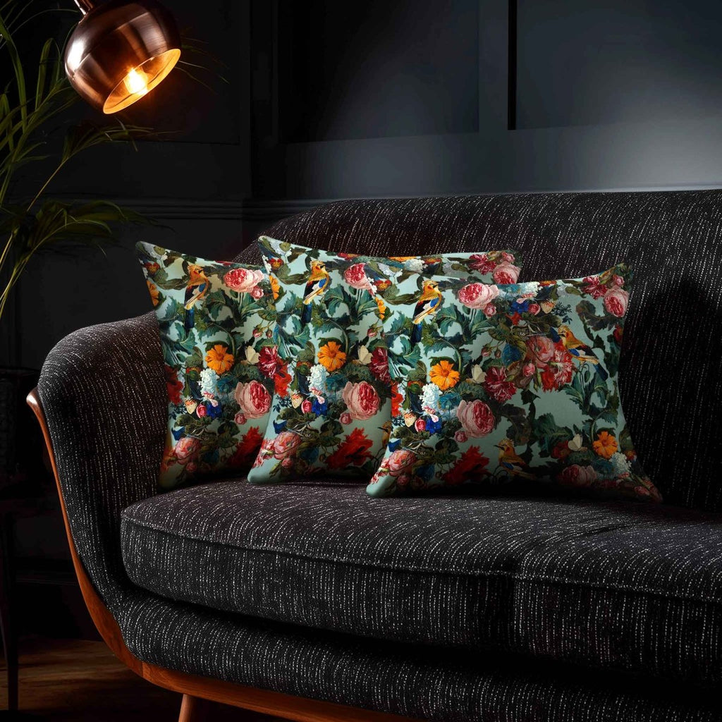 Birds in Paradise | Sustainable Velvet Cushion - Blue Surf 40 x 40 cm Standard by Izabela Peters