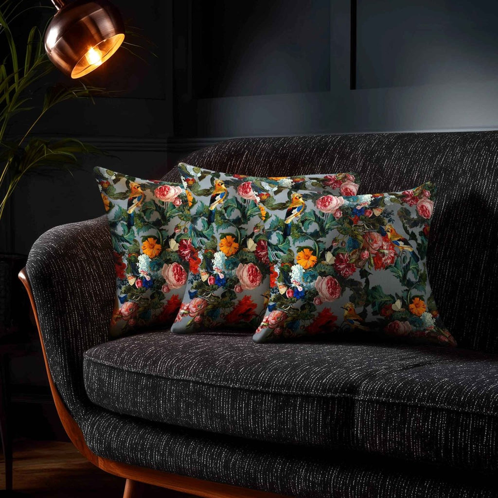 Birds in Paradise | Sustainable Velvet Cushion - French Grey 40 x 40 cm Standard by Izabela Peters