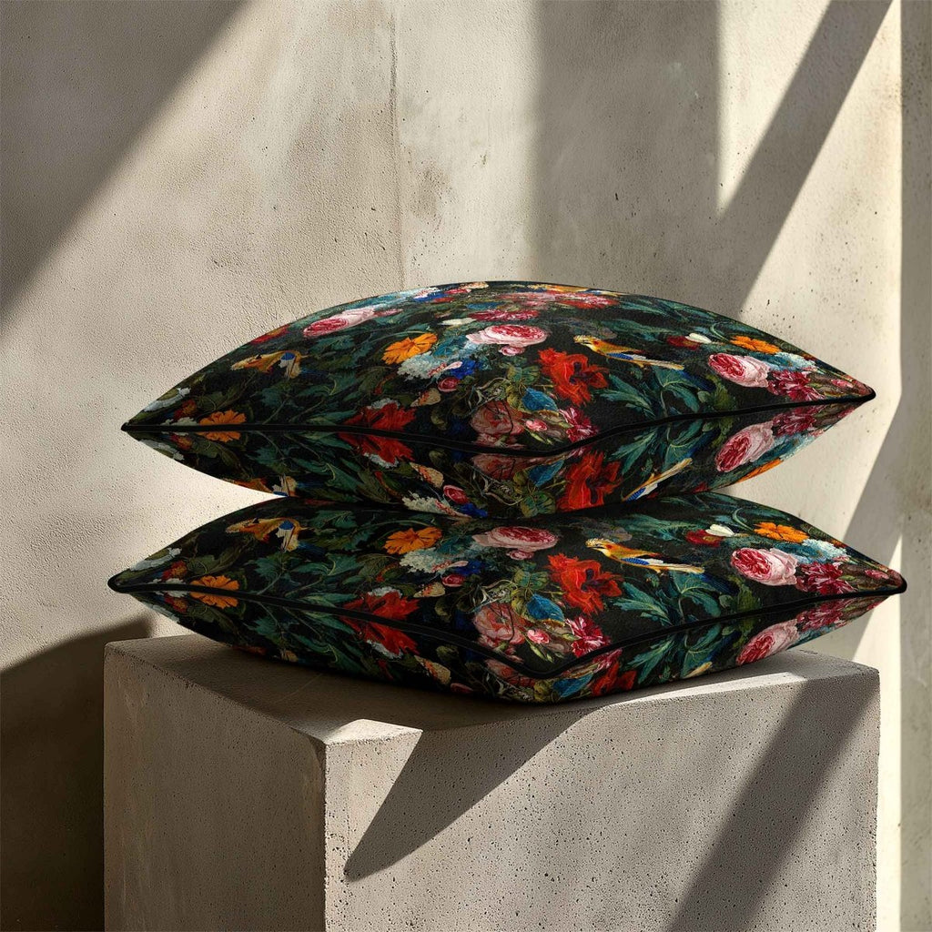 Birds in Paradise | Sustainable Velvet Cushion - Charcoal 40 x 40 cm Standard by Izabela Peters