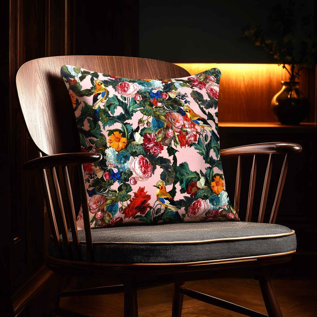 Birds in Paradise | Sustainable Velvet Cushion - Rosewater 40 x 40 cm Standard by Izabela Peters