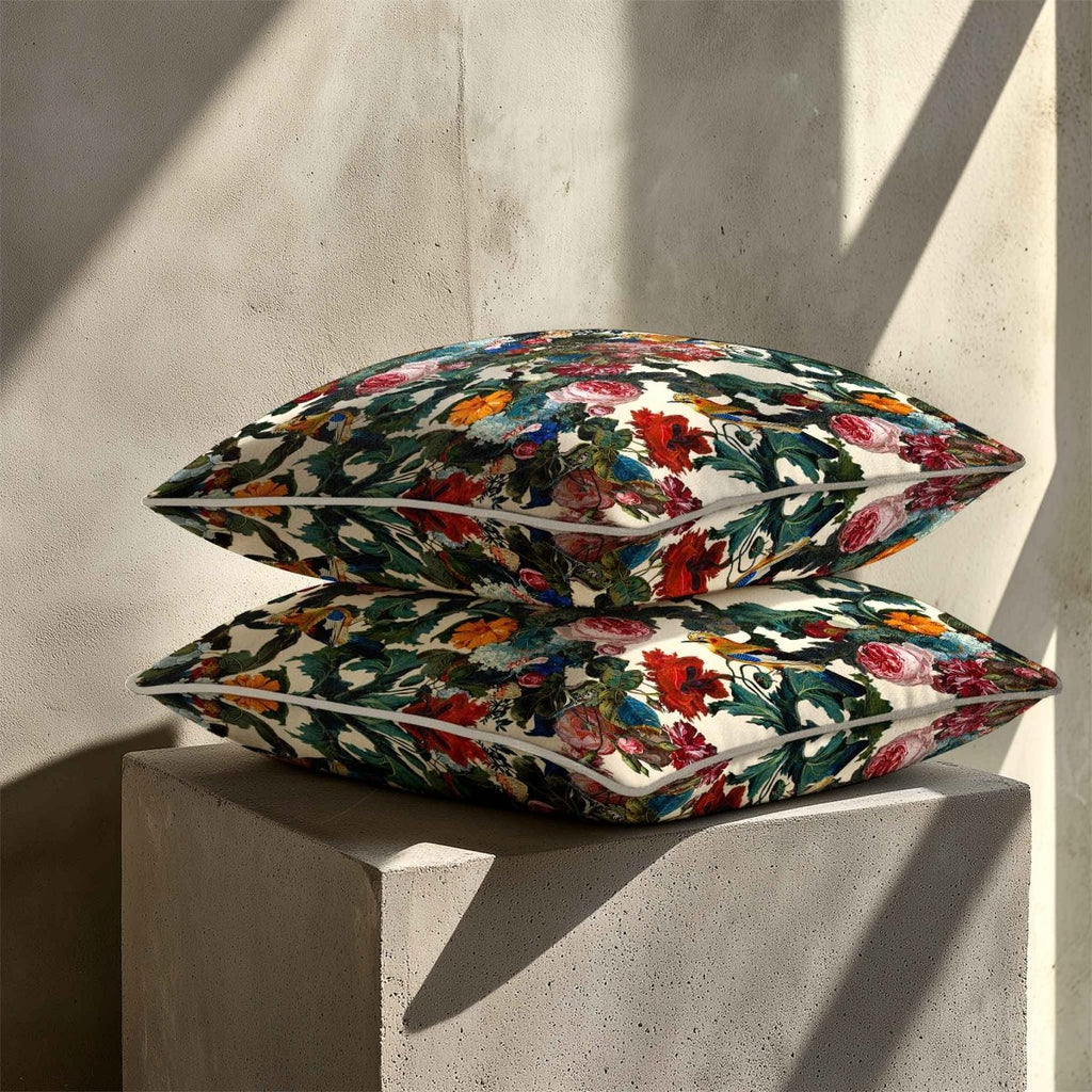 Birds in Paradise | Sustainable Velvet Cushion - Ivory Cream 40 x 40 cm Standard by Izabela Peters