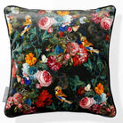 Birds in Paradise | Sustainable Velvet Cushion - Charcoal 40 x 40 cm Piped by Izabela Peters