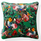 Birds in Paradise | Sustainable Velvet Cushion - Emerald Green 40 x 40 cm Piped by Izabela Peters