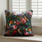 Birds in Paradise | Sustainable Velvet Cushion - Charcoal 40 x 40 cm Piped by Izabela Peters