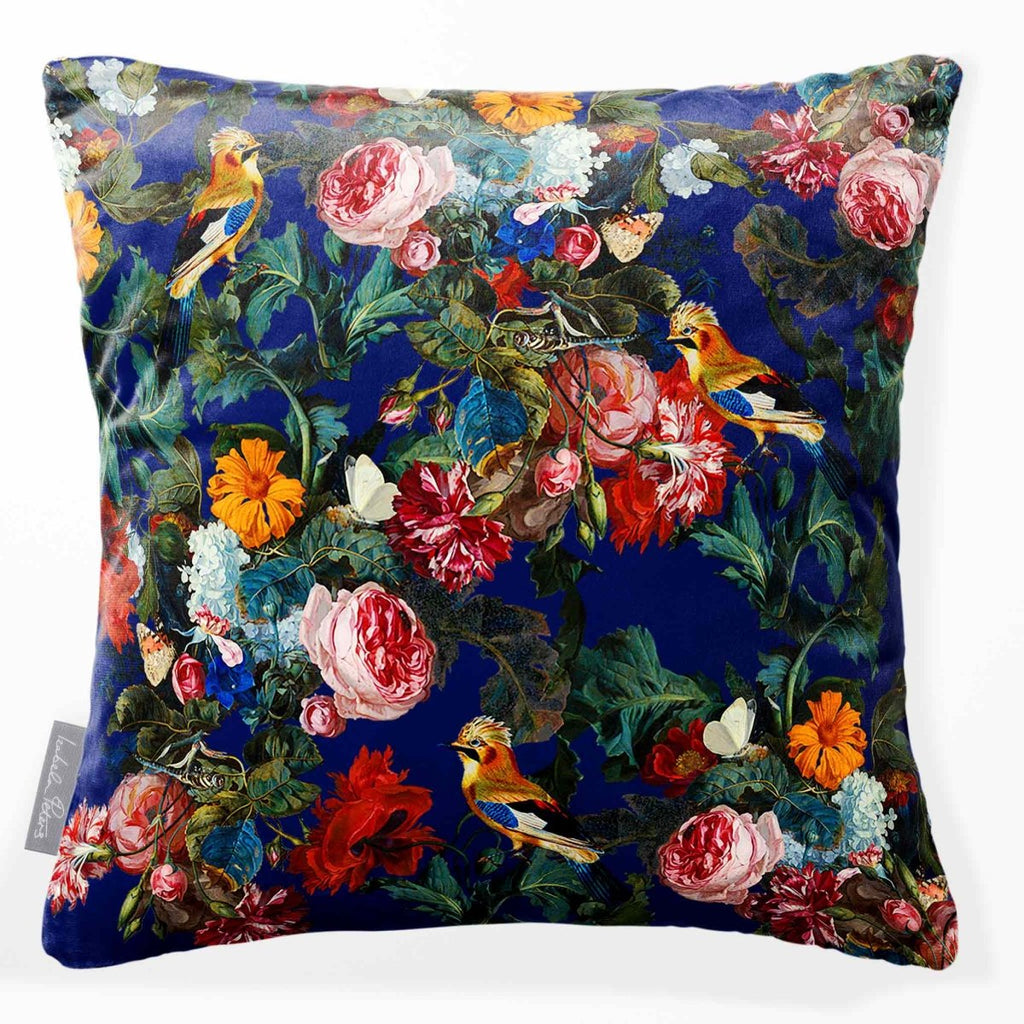 Birds in Paradise | Sustainable Velvet Cushion - Midnight 40 x 40 cm Smooth by Izabela Peters