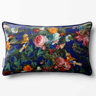 Birds In Paradise | Sustainable Velvet Rectangle Cushion - Midnight 50 x 30 cm Piped by Izabela Peters