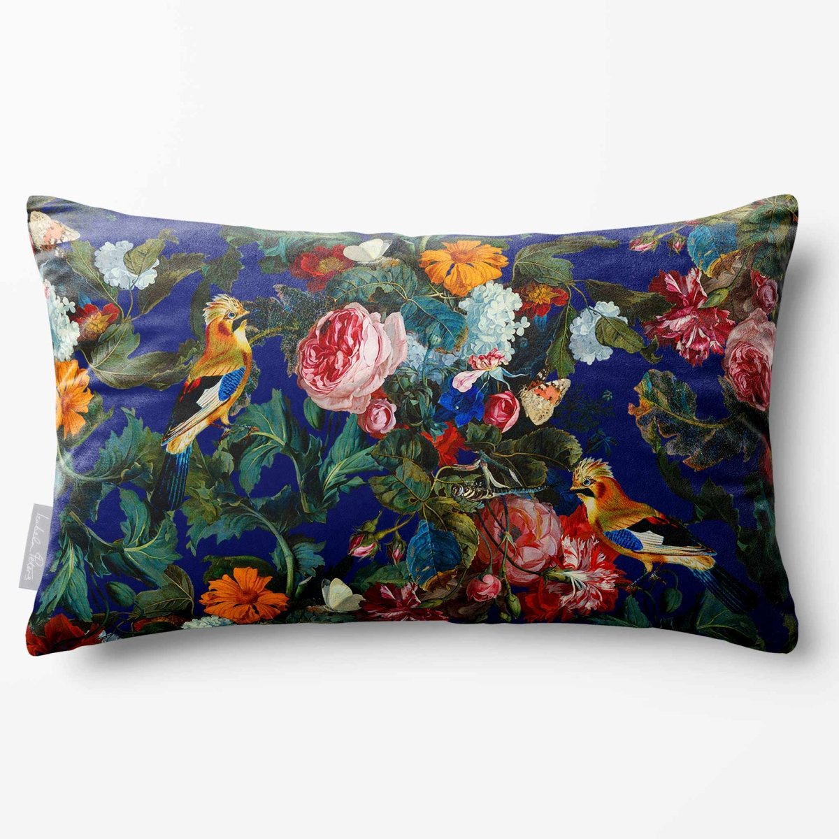 Birds In Paradise | Sustainable Velvet Rectangle Cushion - Midnight 50 x 30 cm Standard by Izabela Peters