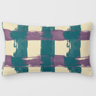 Broad Check Ink Blue & Lilac linen-look 50 × 30 cm rectangular cushion, plain sewn edge, front view.