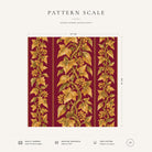 Burgundy and gold Gilded Ivy Christmas napkin pattern scale, showing the full 44 cm by 44 cm design.