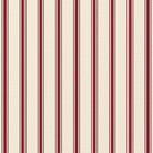 Close-up of the Ticking Stripe Christmas table runner print in burgundy on ivory cotton, showing fine ticking stripes
