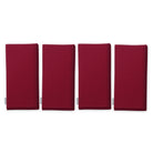 Plain burgundy cotton Christmas napkins, set of four, folded on white