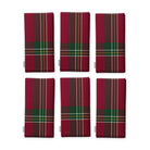 Burgundy Tartan Christmas napkins, set of six, folded on white, showing the same tartan check