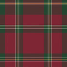 Close-up of the burgundy Tartan Christmas table runner print on cotton, showing the tartan check