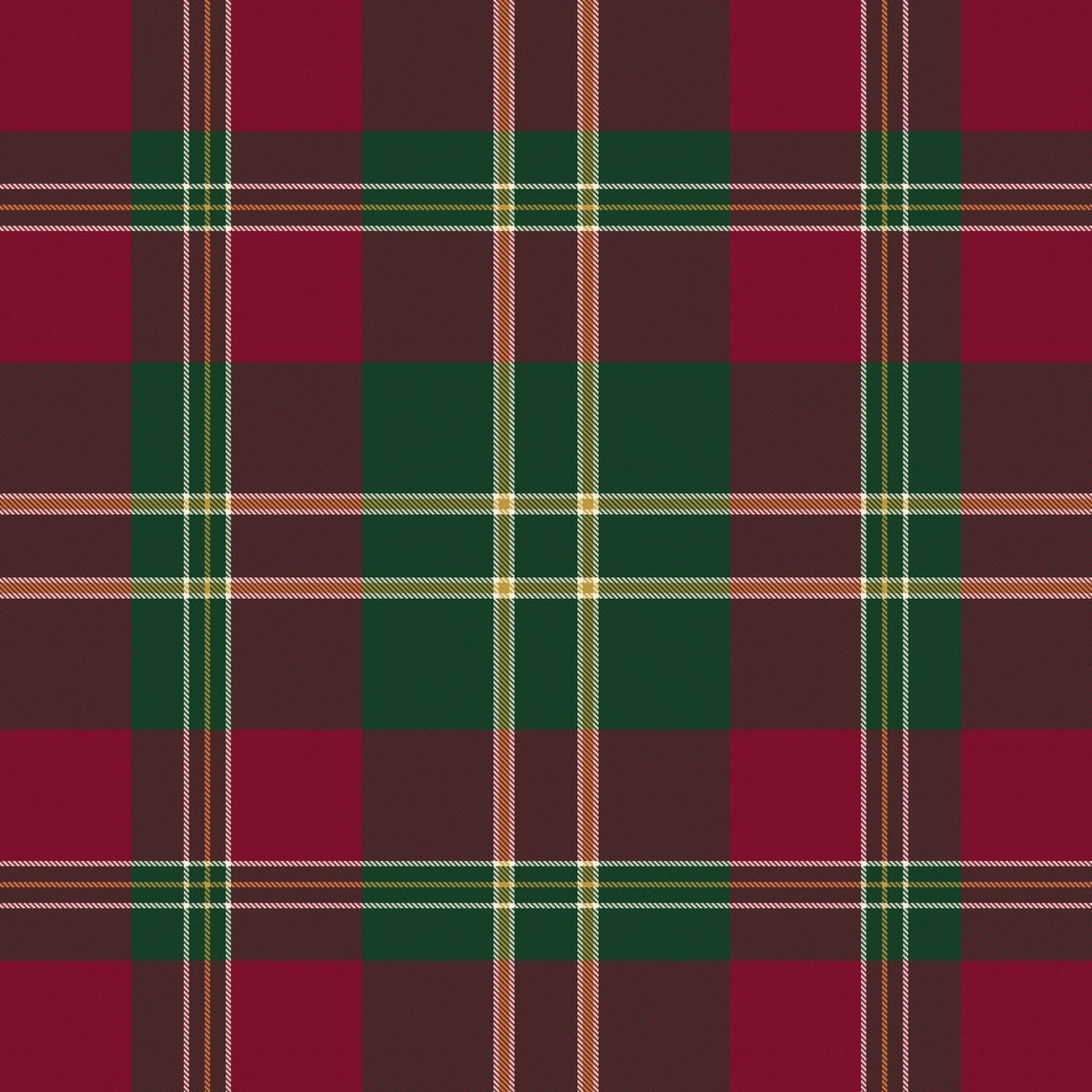 Tartan Christmas print in burgundy with deep green