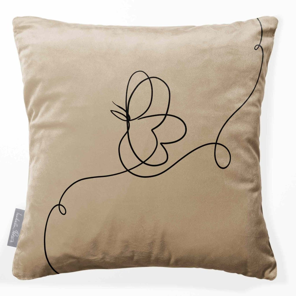 Butterfly | Sustainable Velvet Cushion - Taupe 40 x 40 cm Standard by Izabela Peters