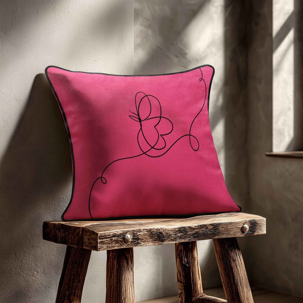 Butterfly | Sustainable Velvet Cushion - Hot Pink 40 x 40 cm Standard by Izabela Peters