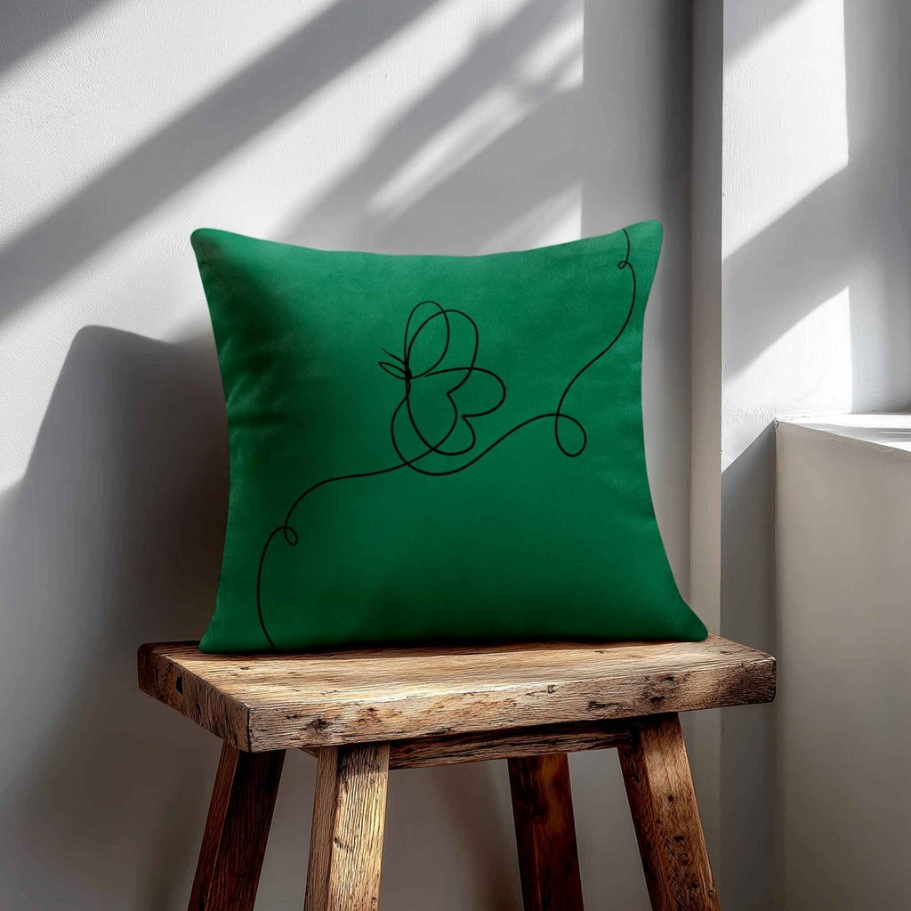Butterfly | Sustainable Velvet Cushion - Emerald Green 40 x 40 cm Standard by Izabela Peters