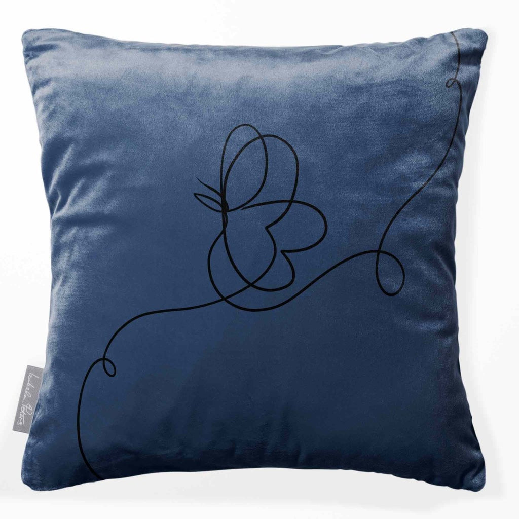 Butterfly | Sustainable Velvet Cushion - Petrol Blue 40 x 40 cm Standard by Izabela Peters
