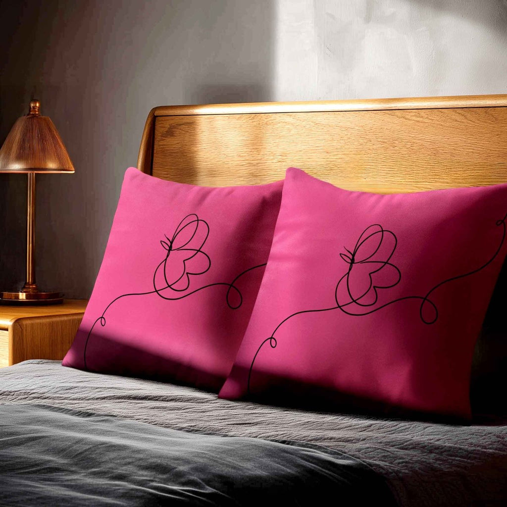 Butterfly | Sustainable Velvet Cushion - Hot Pink 40 x 40 cm Standard by Izabela Peters
