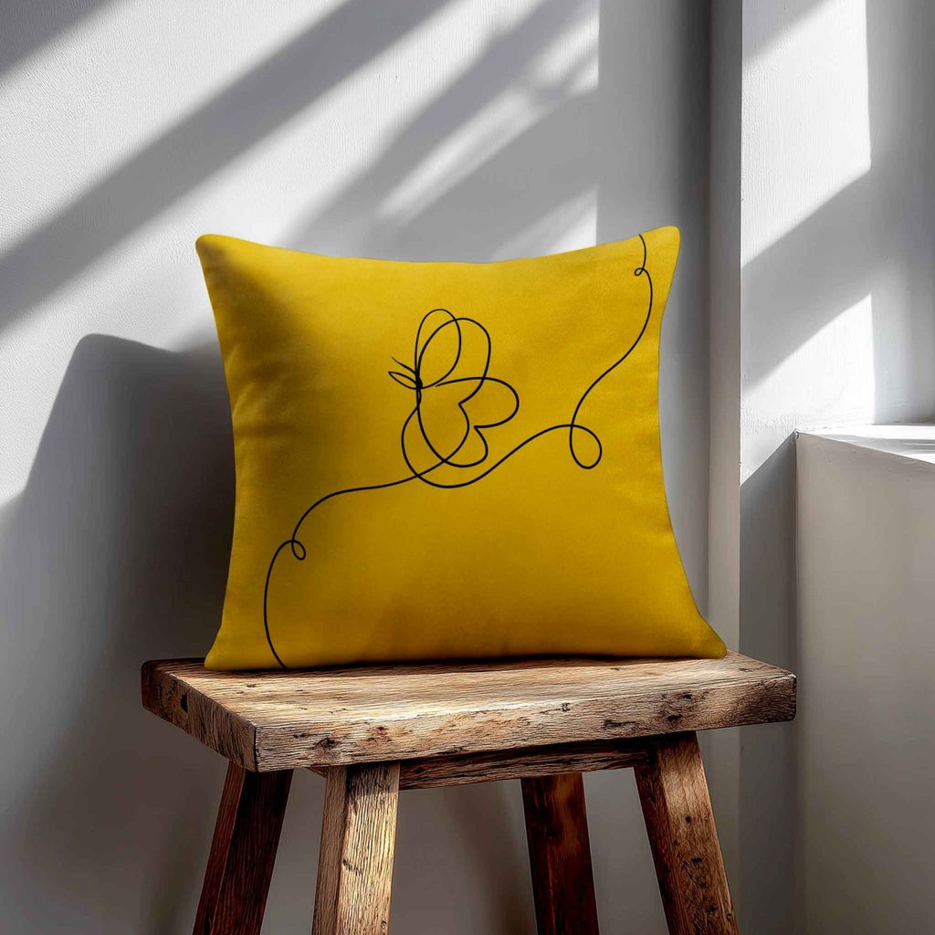 Butterfly | Sustainable Velvet Cushion - Mustard Ochre 40 x 40 cm Standard by Izabela Peters