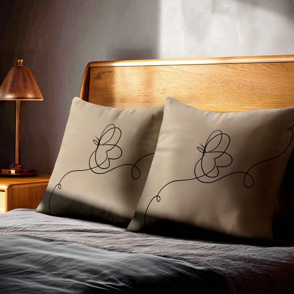 Butterfly | Sustainable Velvet Cushion - Taupe 40 x 40 cm Standard by Izabela Peters