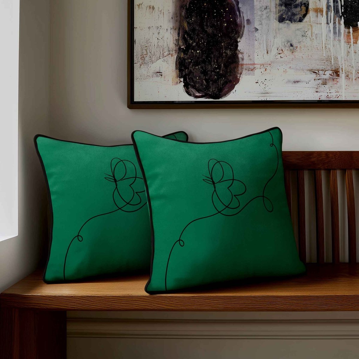 Butterfly | Sustainable Velvet Cushion - Emerald Green 40 x 40 cm Standard by Izabela Peters