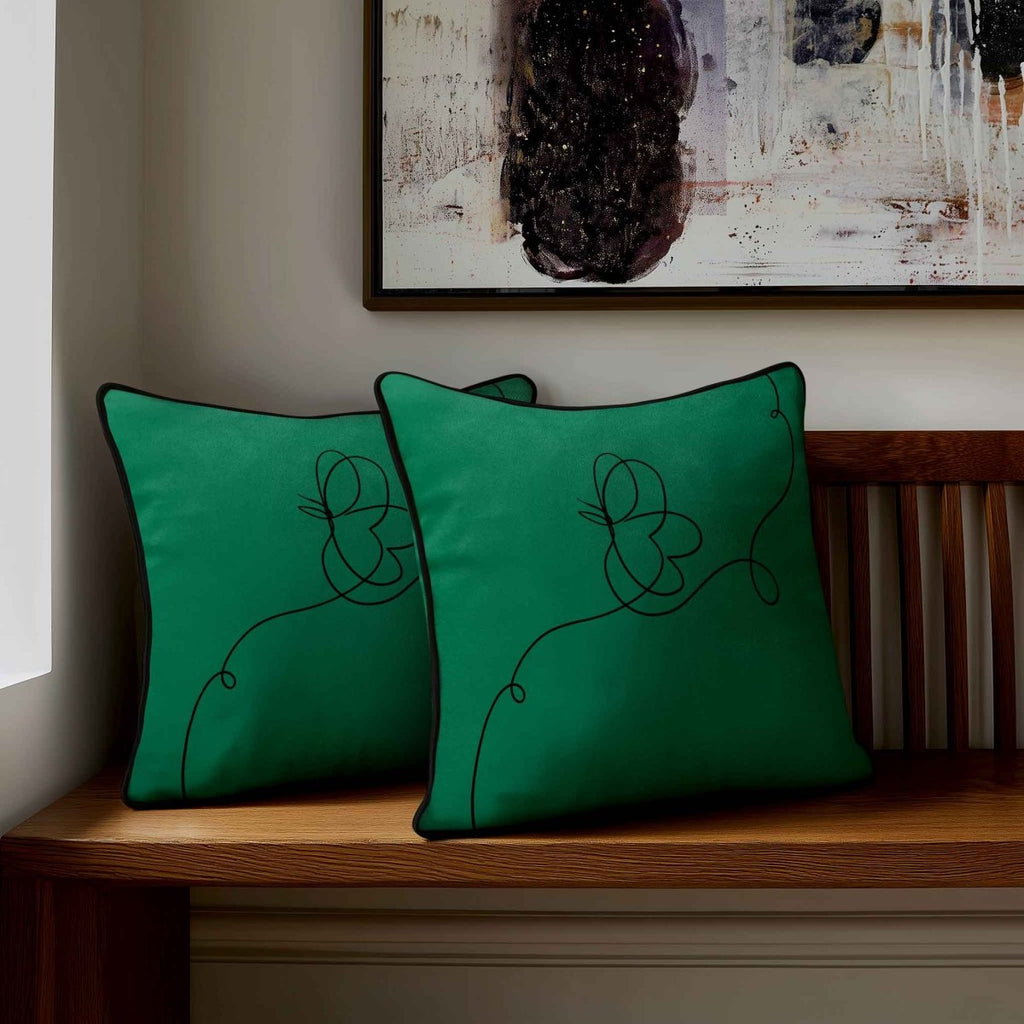 Butterfly | Sustainable Velvet Cushion - Emerald Green 40 x 40 cm Standard by Izabela Peters