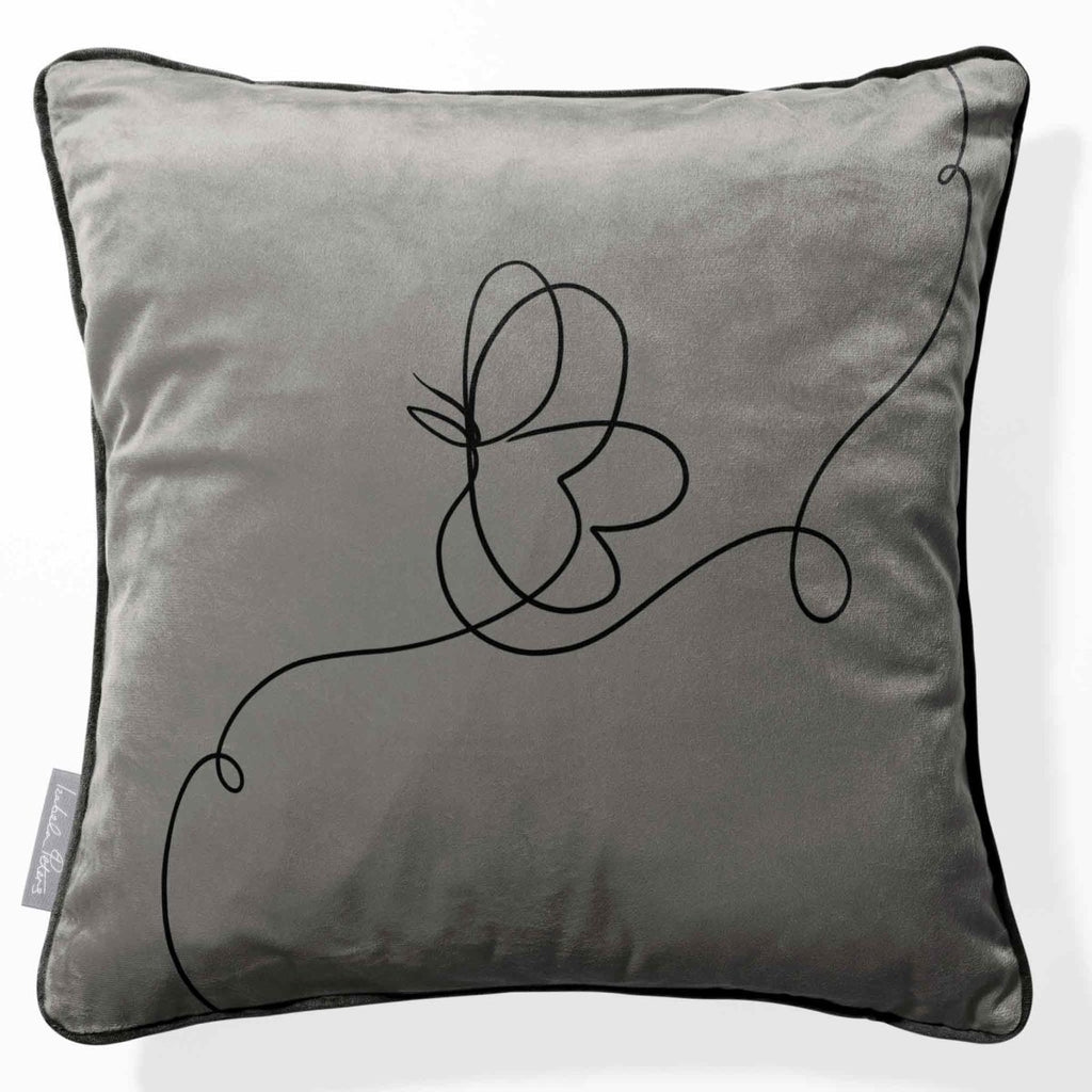 Butterfly | Sustainable Velvet Cushion - Beluga 40 x 40 cm Piped by Izabela Peters