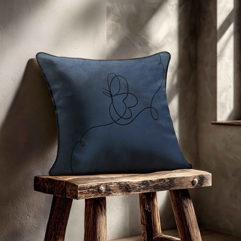 Butterfly | Sustainable Velvet Cushion - Petrol Blue 40 x 40 cm Standard by Izabela Peters