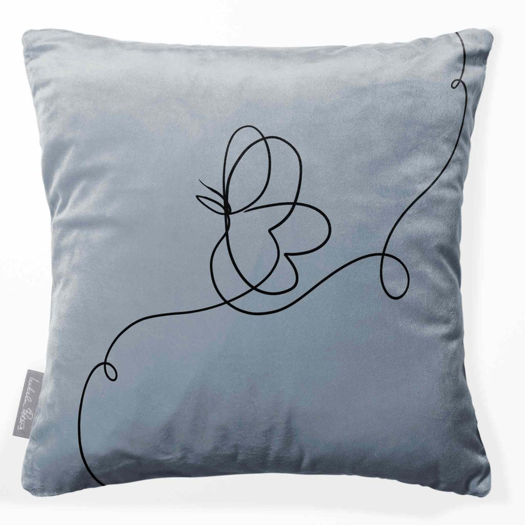 Butterfly | Sustainable Velvet Cushion - French Grey 40 x 40 cm Standard by Izabela Peters