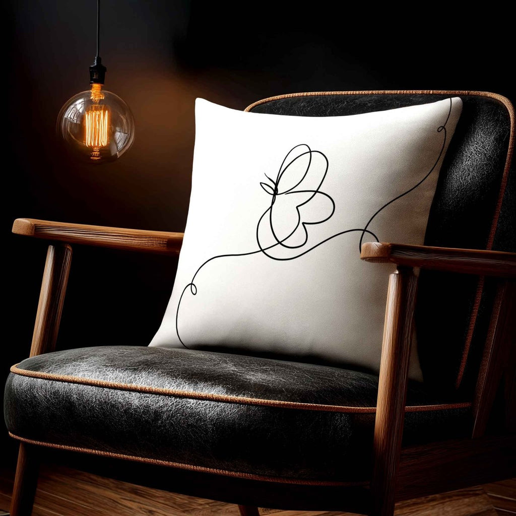 Butterfly | Sustainable Velvet Cushion - White & Black 40 x 40 cm Standard by Izabela Peters