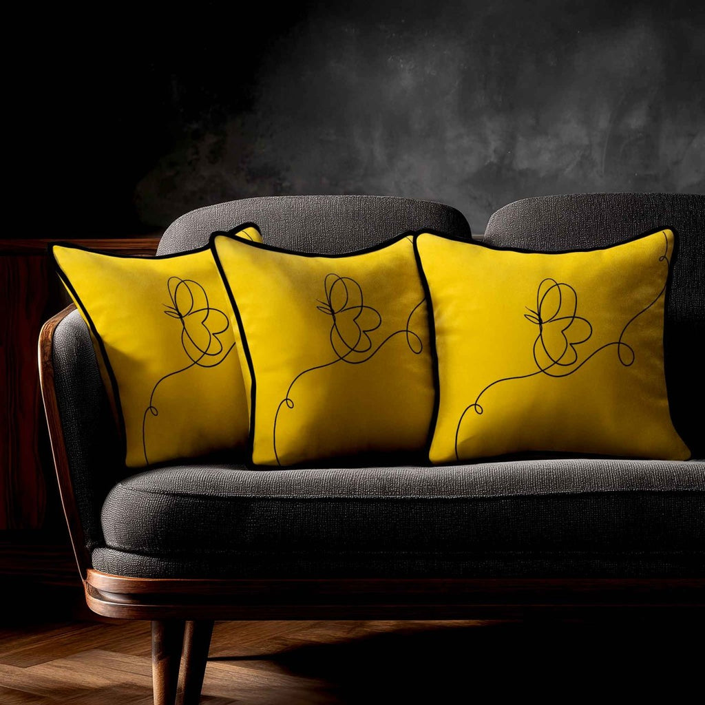 Butterfly | Sustainable Velvet Cushion - Mustard Ochre 40 x 40 cm Standard by Izabela Peters