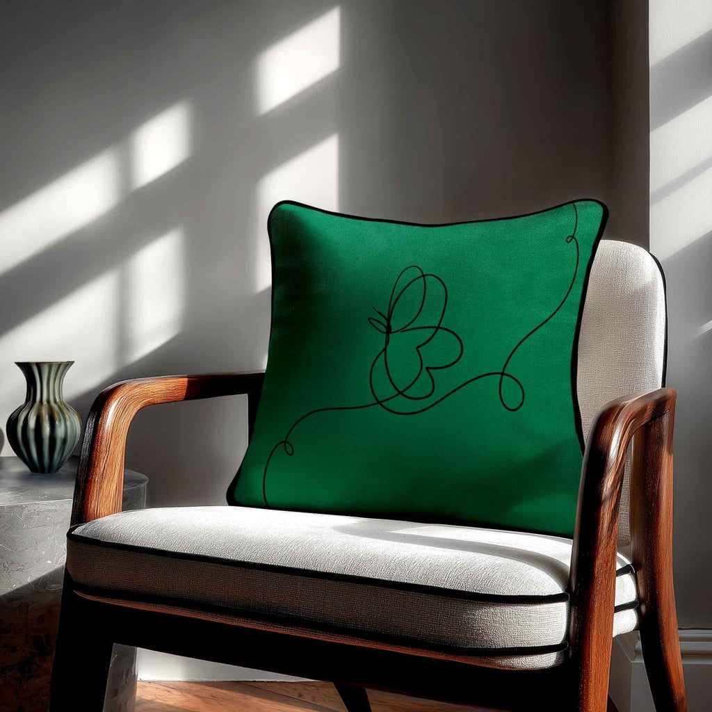 Butterfly | Sustainable Velvet Cushion - Emerald Green 40 x 40 cm Standard by Izabela Peters