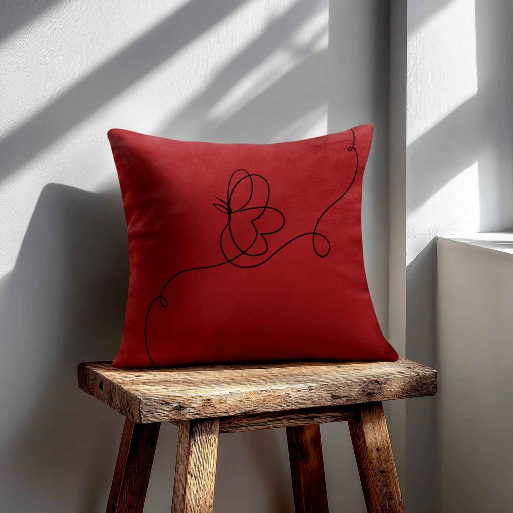 Butterfly | Sustainable Velvet Cushion - Crimson Muse 40 x 40 cm Standard by Izabela Peters
