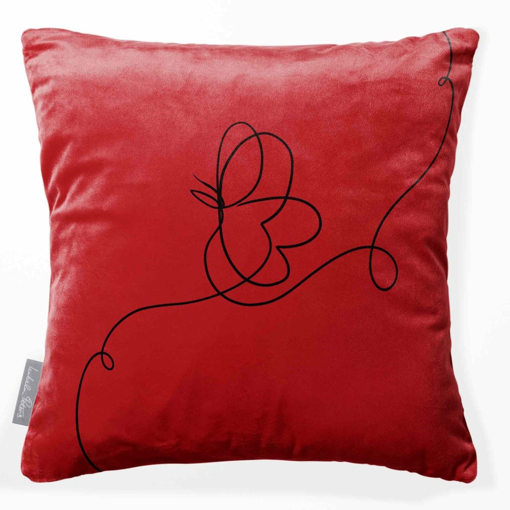 Butterfly | Sustainable Velvet Cushion - Crimson Muse 40 x 40 cm Standard by Izabela Peters