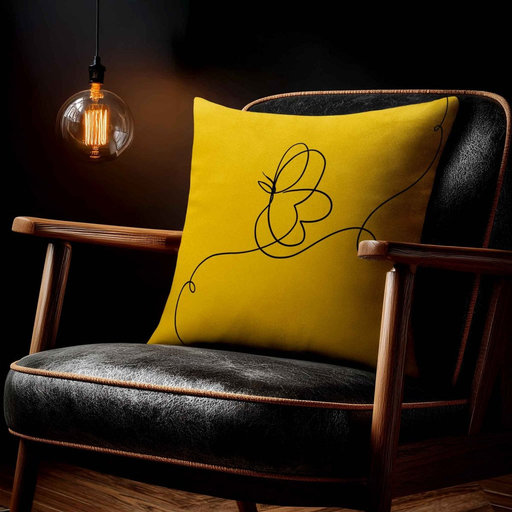Butterfly | Sustainable Velvet Cushion - Mustard Ochre 40 x 40 cm Standard by Izabela Peters