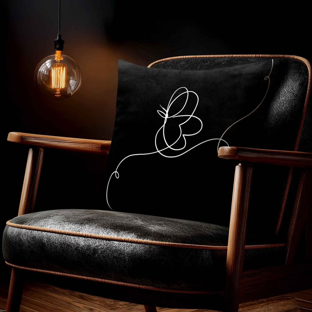 Butterfly | Sustainable Velvet Cushion - Black & White 40 x 40 cm Standard by Izabela Peters