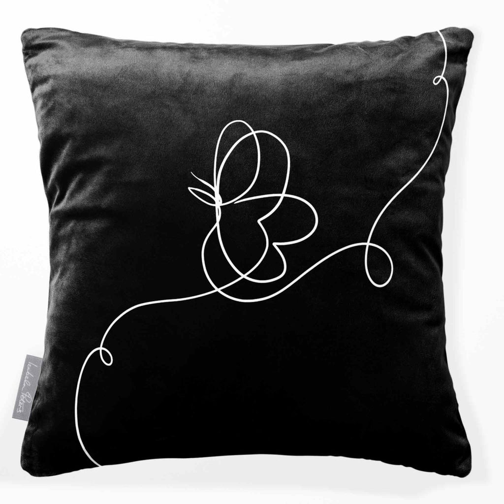 Butterfly | Sustainable Velvet Cushion - Black & White 40 x 40 cm Standard by Izabela Peters
