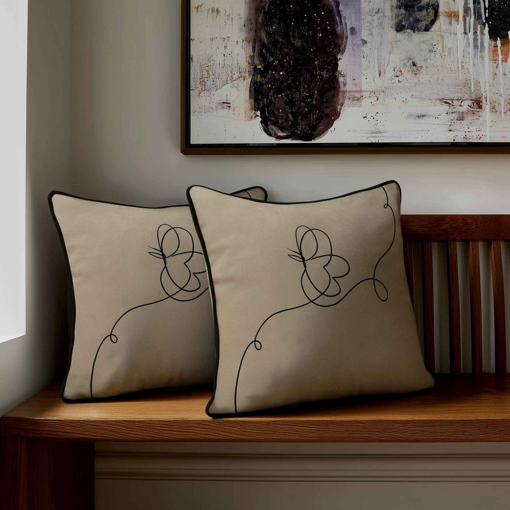 Butterfly | Sustainable Velvet Cushion - Taupe 40 x 40 cm Standard by Izabela Peters