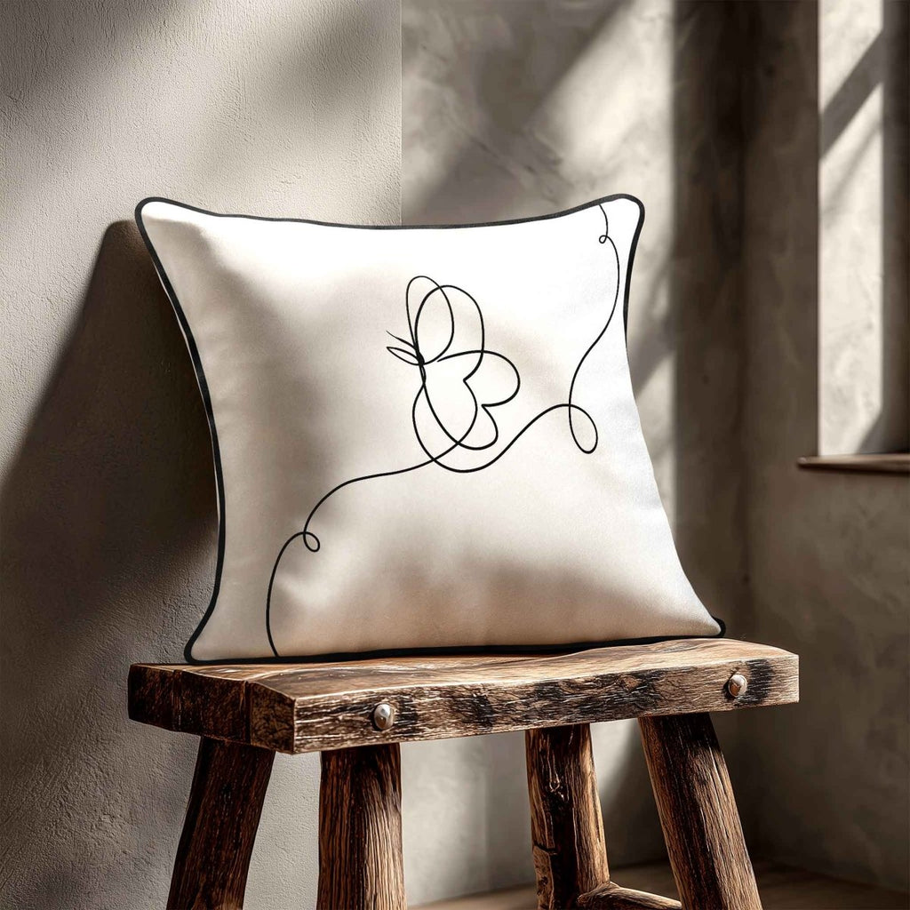Butterfly | Sustainable Velvet Cushion - White & Black 40 x 40 cm Standard by Izabela Peters