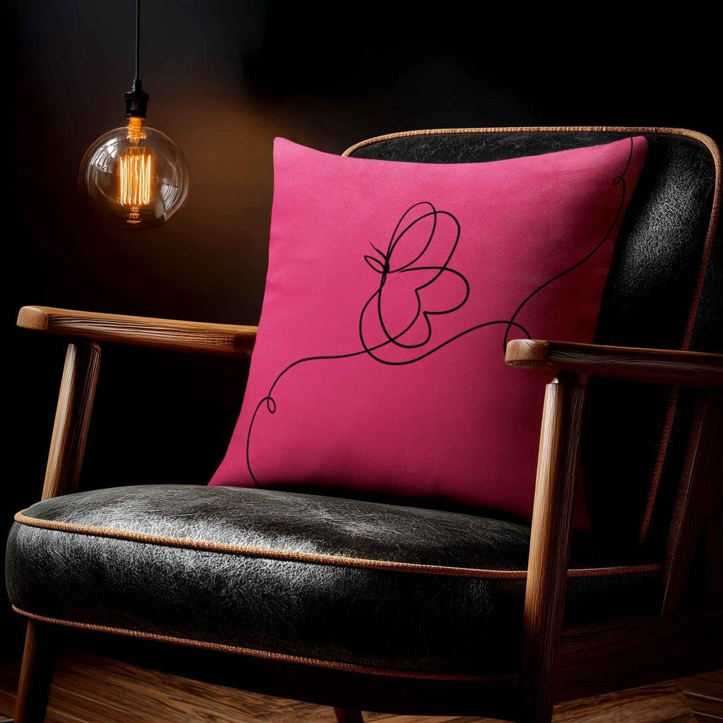 Butterfly | Sustainable Velvet Cushion - Hot Pink 40 x 40 cm Standard by Izabela Peters