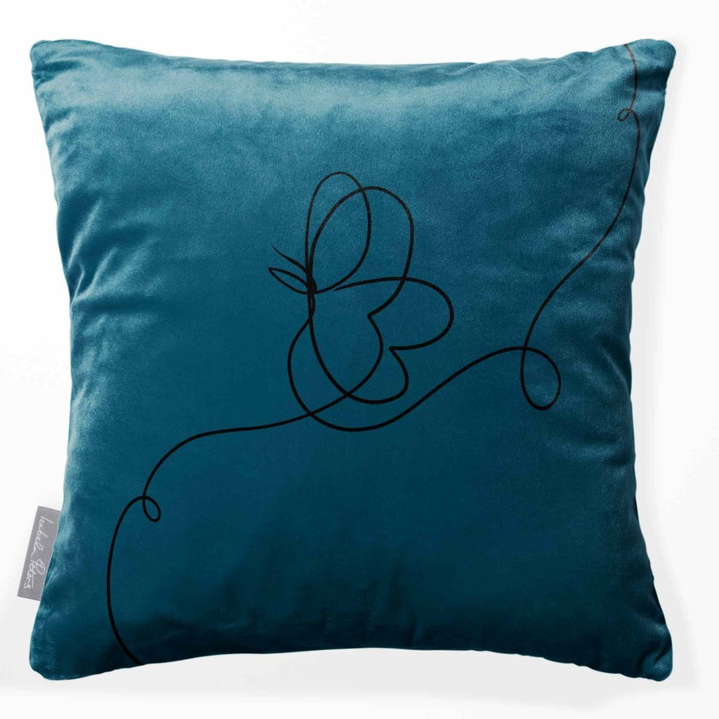 Butterfly | Sustainable Velvet Cushion - Teal 40 x 40 cm Standard by Izabela Peters