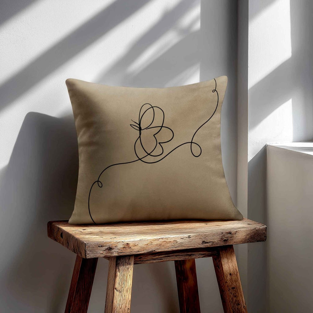 Butterfly | Sustainable Velvet Cushion - Taupe 40 x 40 cm Standard by Izabela Peters