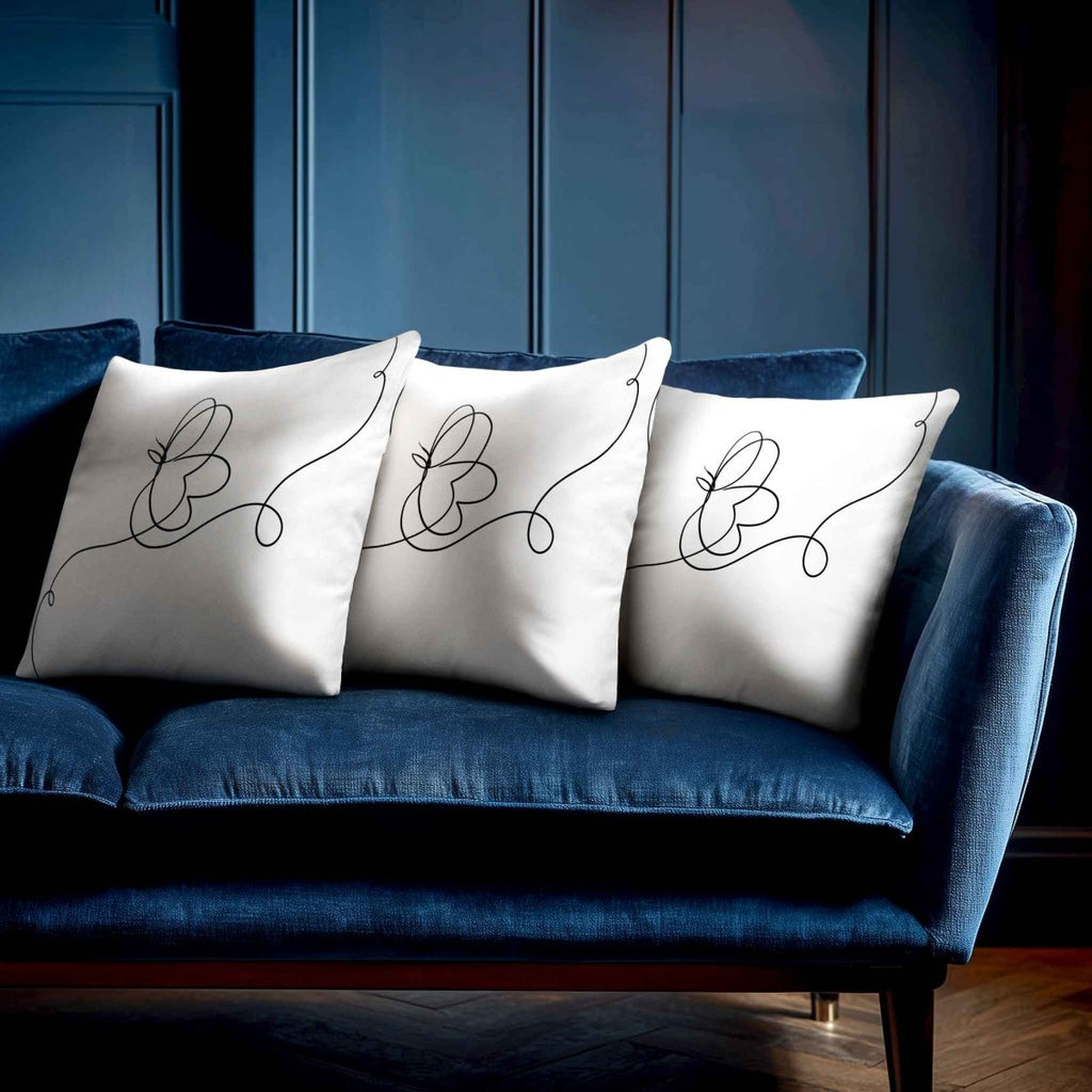 Butterfly | Sustainable Velvet Cushion - White & Black 40 x 40 cm Standard by Izabela Peters