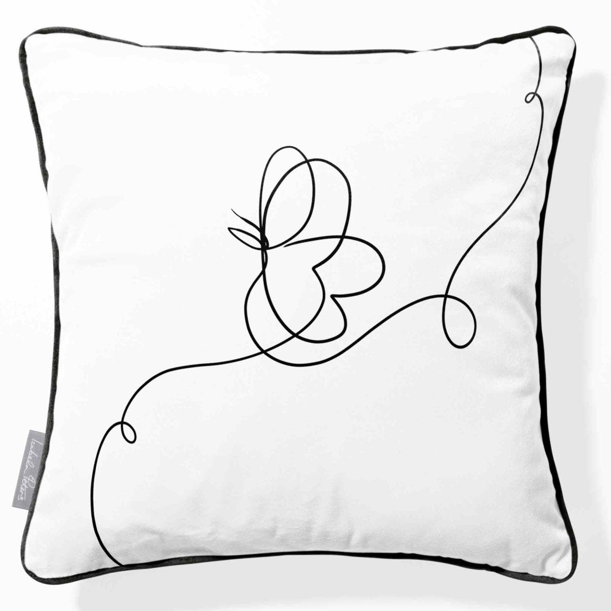 Butterfly | Sustainable Velvet Cushion - White & Black 40 x 40 cm Piped by Izabela Peters