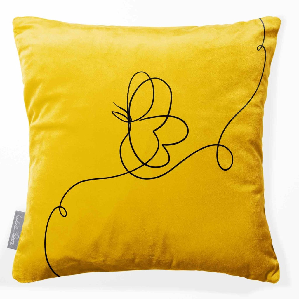 Butterfly | Sustainable Velvet Cushion - Mustard Ochre 40 x 40 cm Standard by Izabela Peters